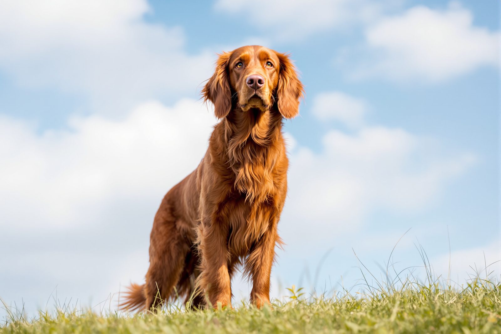 Resilient Irish Setter standing strong outdoors
