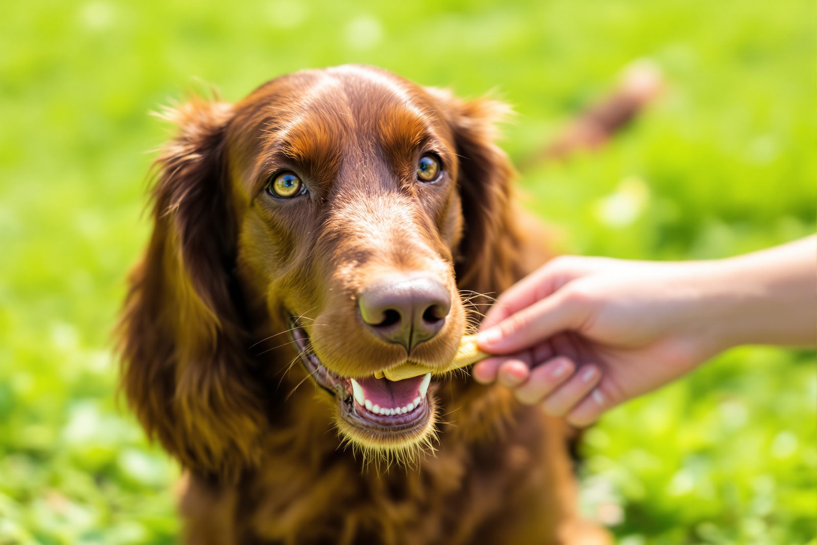 Irish Setter during a positive reward-based training session